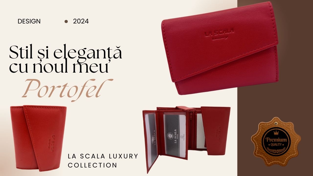 portofel dama rosu cu design ergonomic la scala Luxury